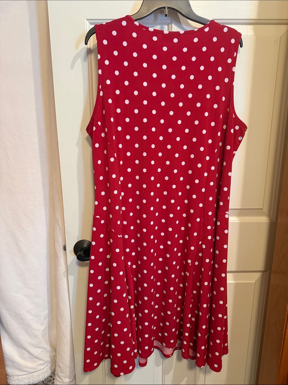Susan Graver Red Polka Dot Sleeveless Swing Dress - Picture 7 of 13